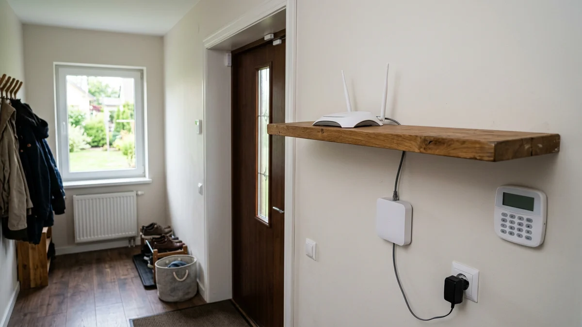 Maršrutētājs un signalizācijas ierīces mājas priekšnamā